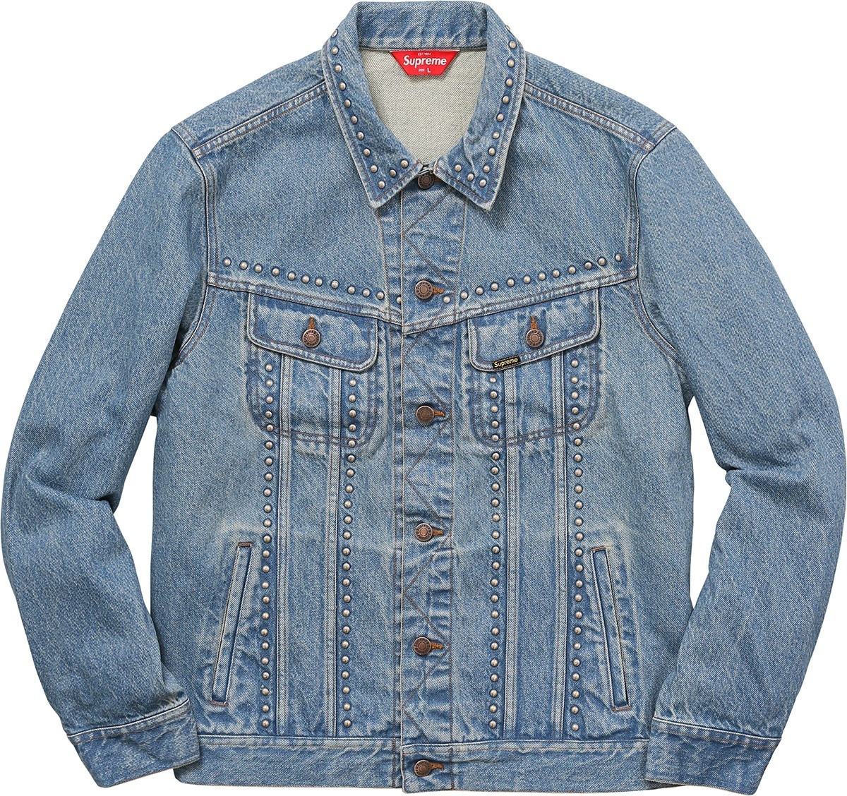 Studded Denim Trucker Jacket view 2